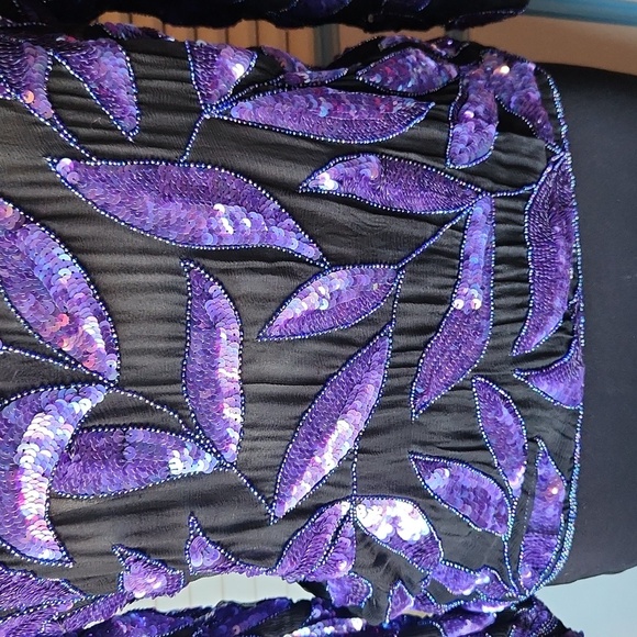 Vintage Black and Purple Sequin Top - Picture 4 of 12